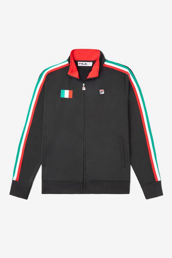 Fila Italy Track Men's Jackets - Black/Red,NZ 850-57109